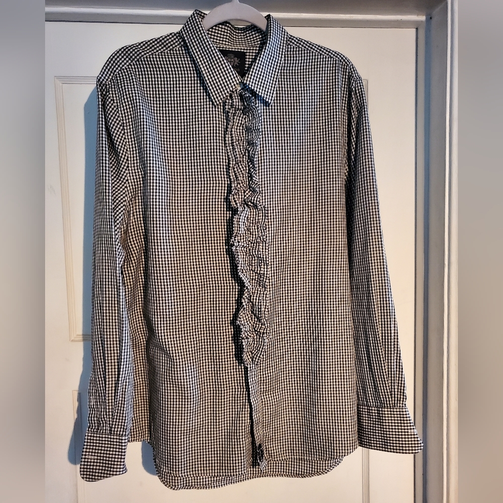 Ruffled gingham button down shirt by Dirty English (Juicy Couture Men)